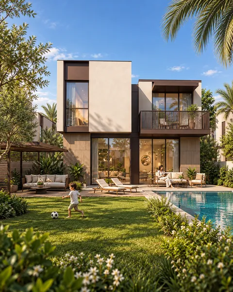 Family garden and villa concept